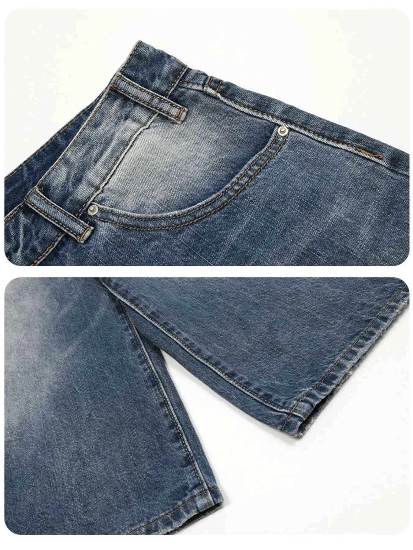 Men's Vintage Washed Wide Leg Denim Shorts