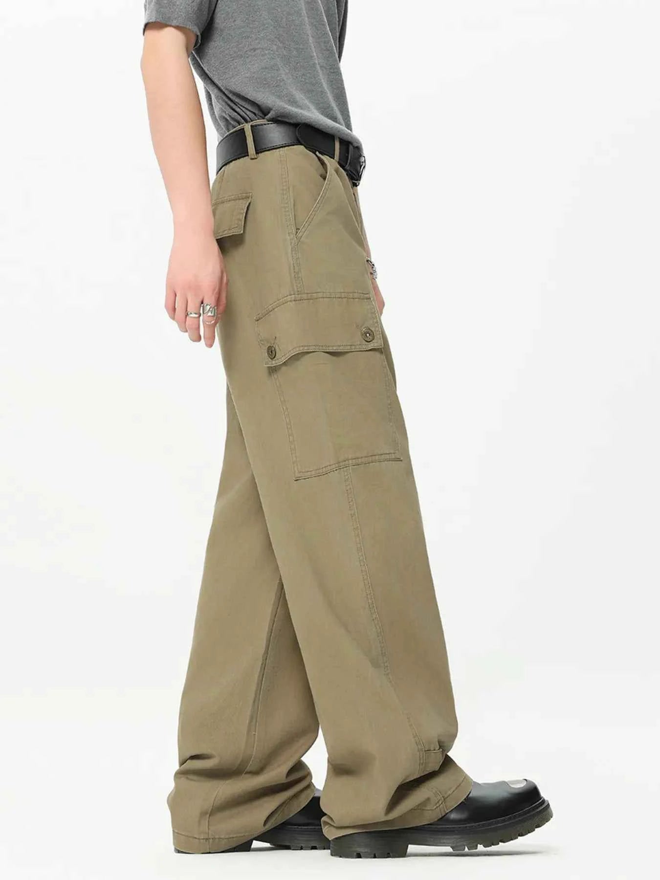Men's Wide Leg Cargo Pants with Side Pockets