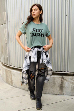 Simply Love Full Size STAY WEIRD Short Sleeve T-Shirt - Damned Threads