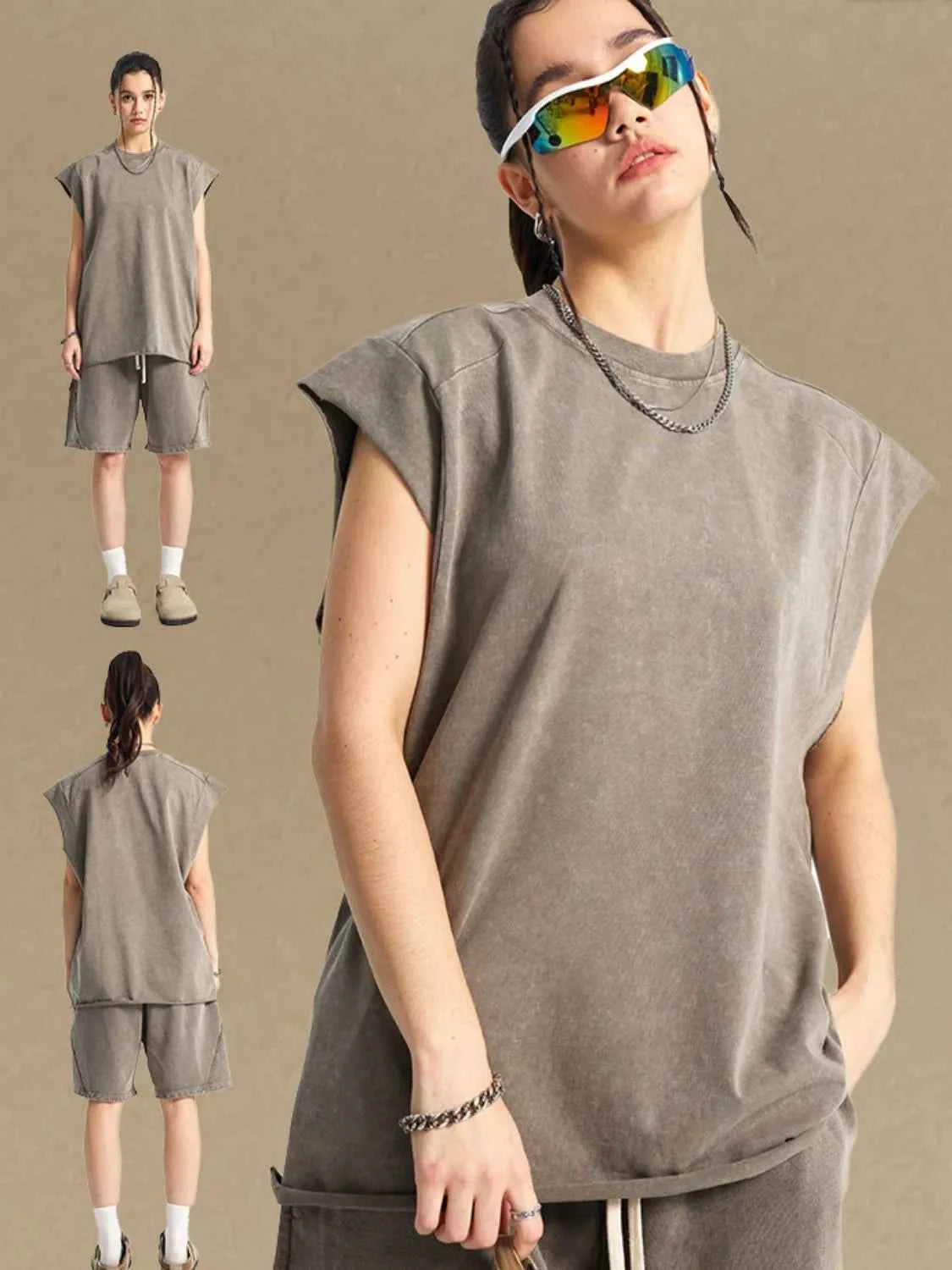 Washed  Wide Shoulder Tank - Damned Threads