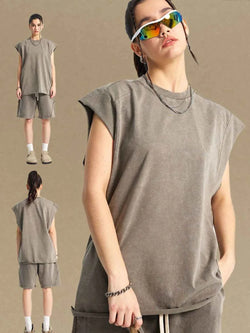 Washed  Wide Shoulder Tank - Damned Threads