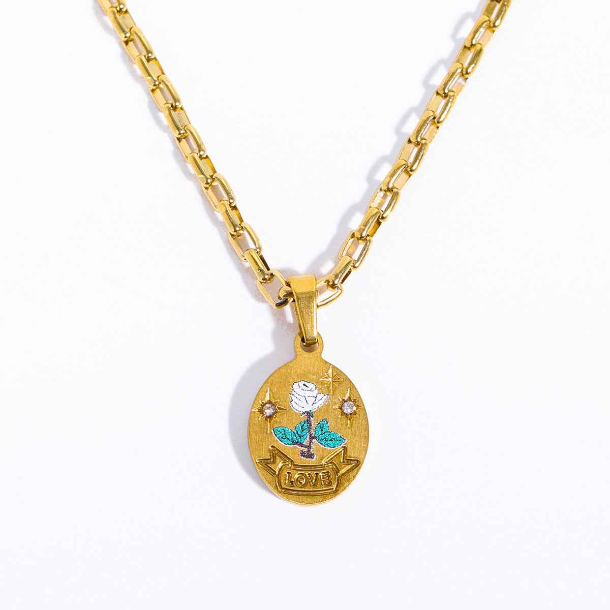 18K Gold Inlaid Zirconia Necklace With Personality Trait Design - Damned Threads