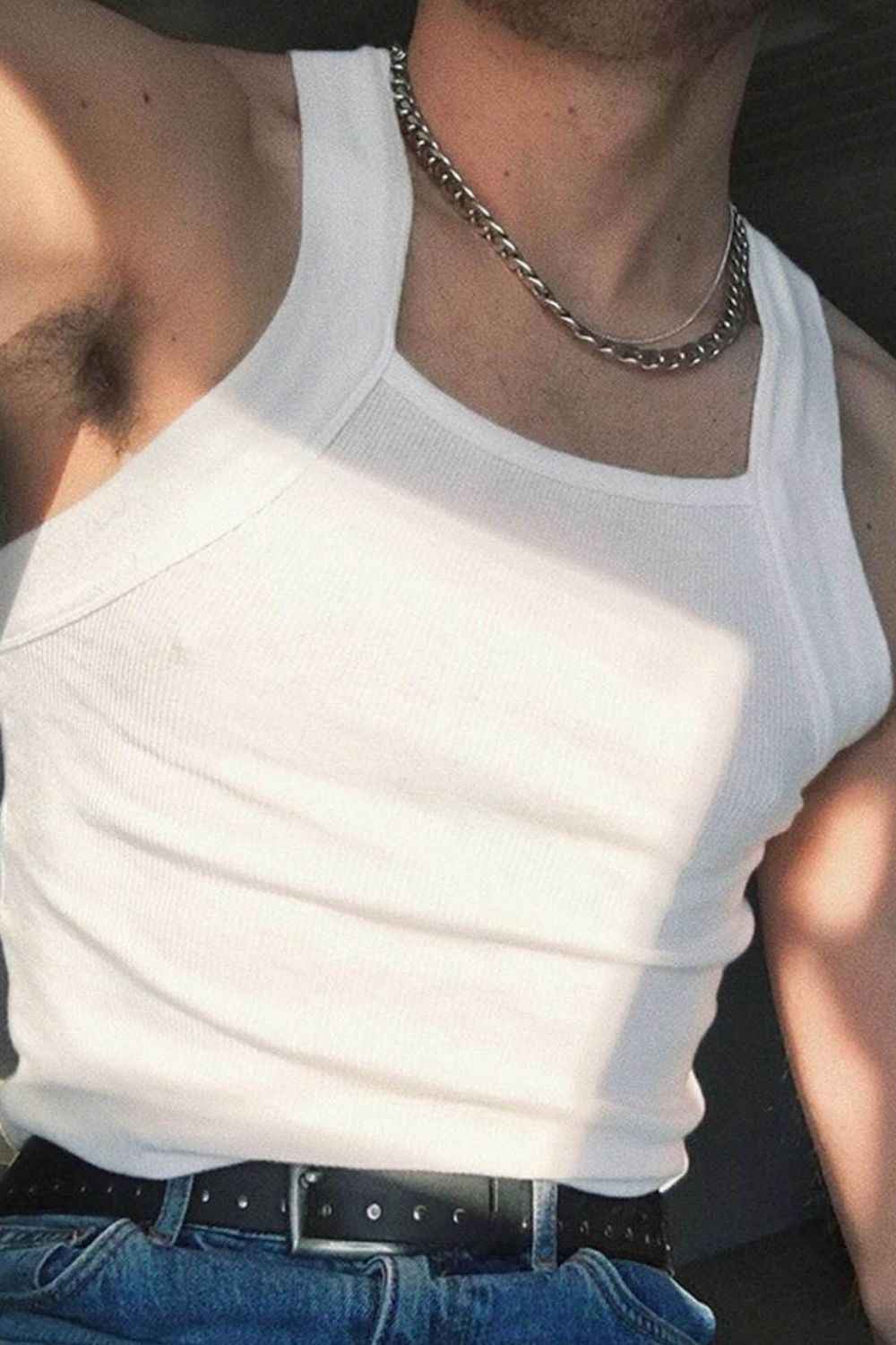 Men's Square Neck Wide Strap Tank - Damned Threads