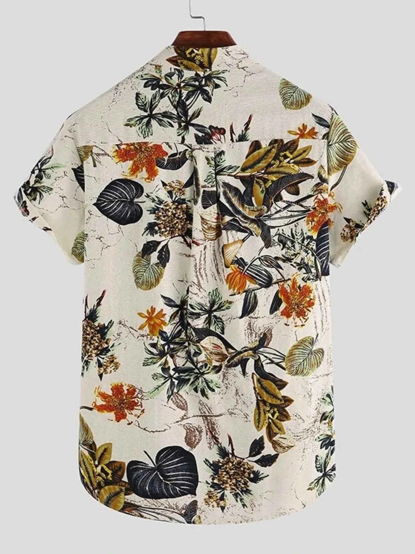 Men's Full Size Printed Button Up Short Sleeve Shirt Plus Size