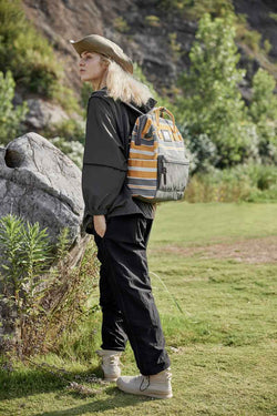 Himawari Striped Waterproof Nylon Backpack Bag with Side Pockets - Damned Threads