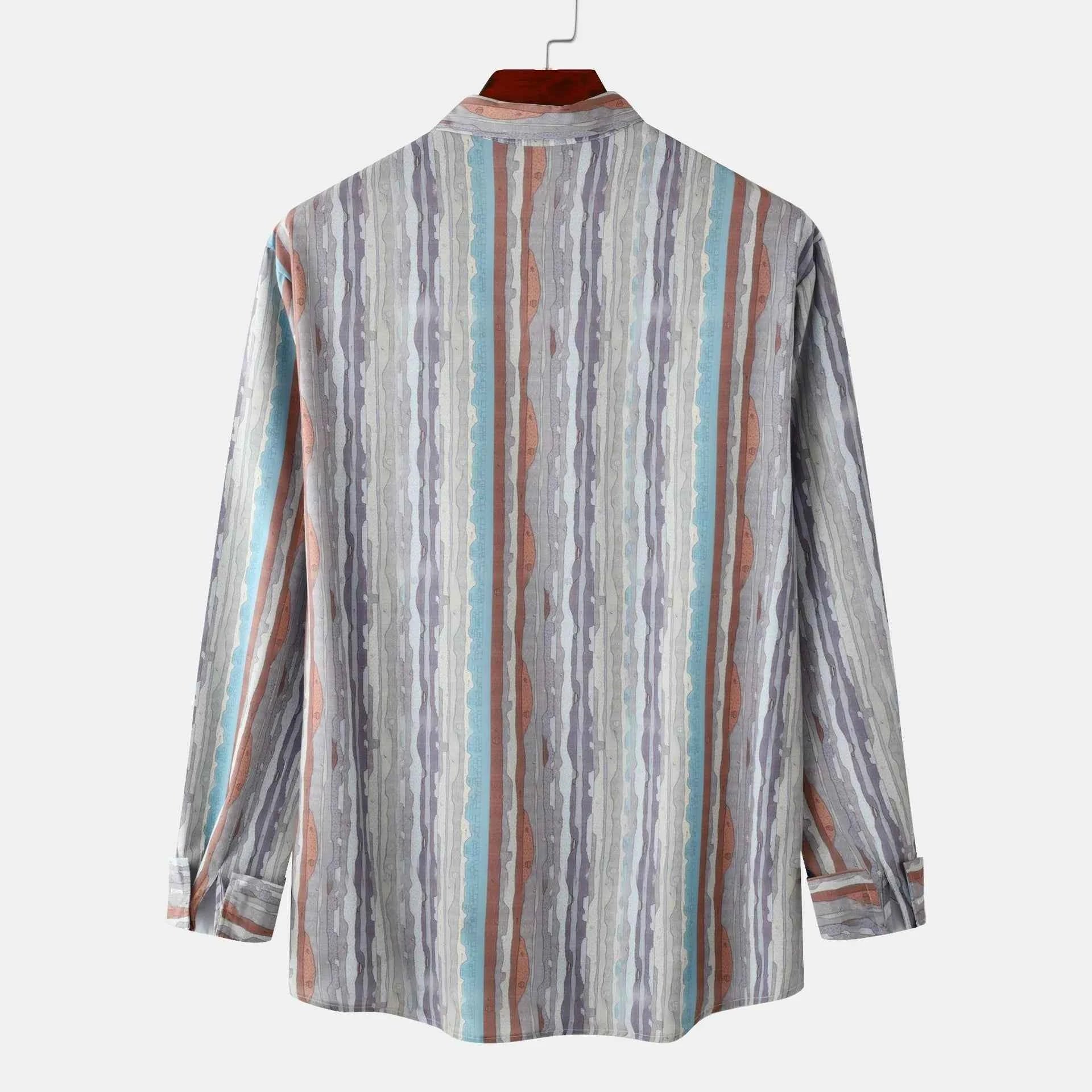 Men's Casual Vintage Striped Long Sleeve Button-Down Shirt
