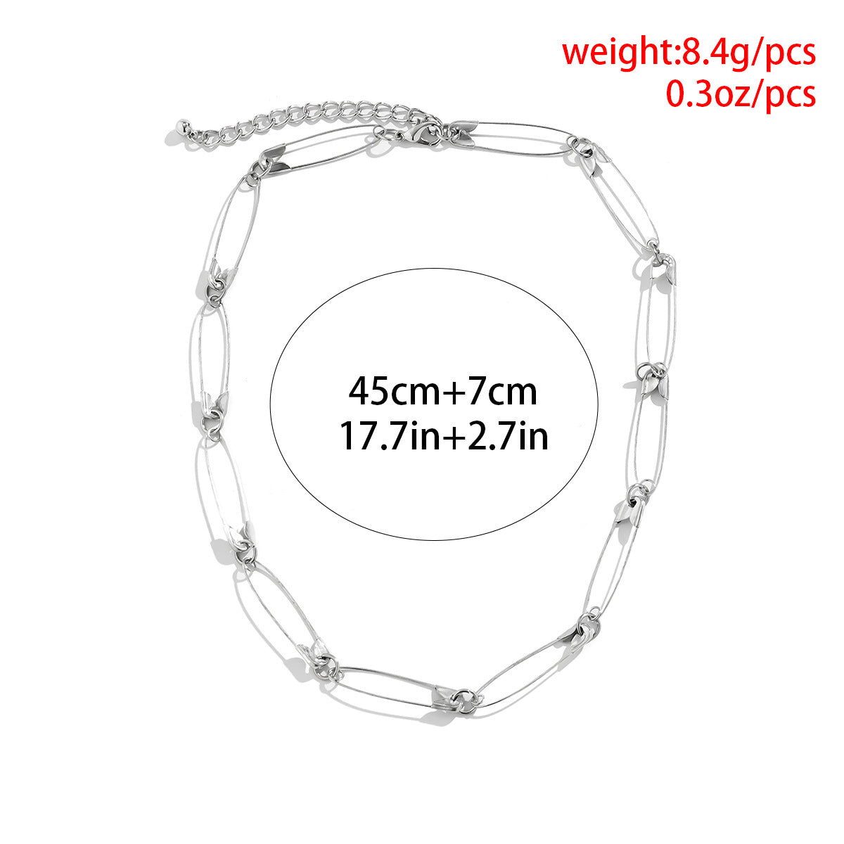 Safety Pin Chain Necklace - Damned Threads