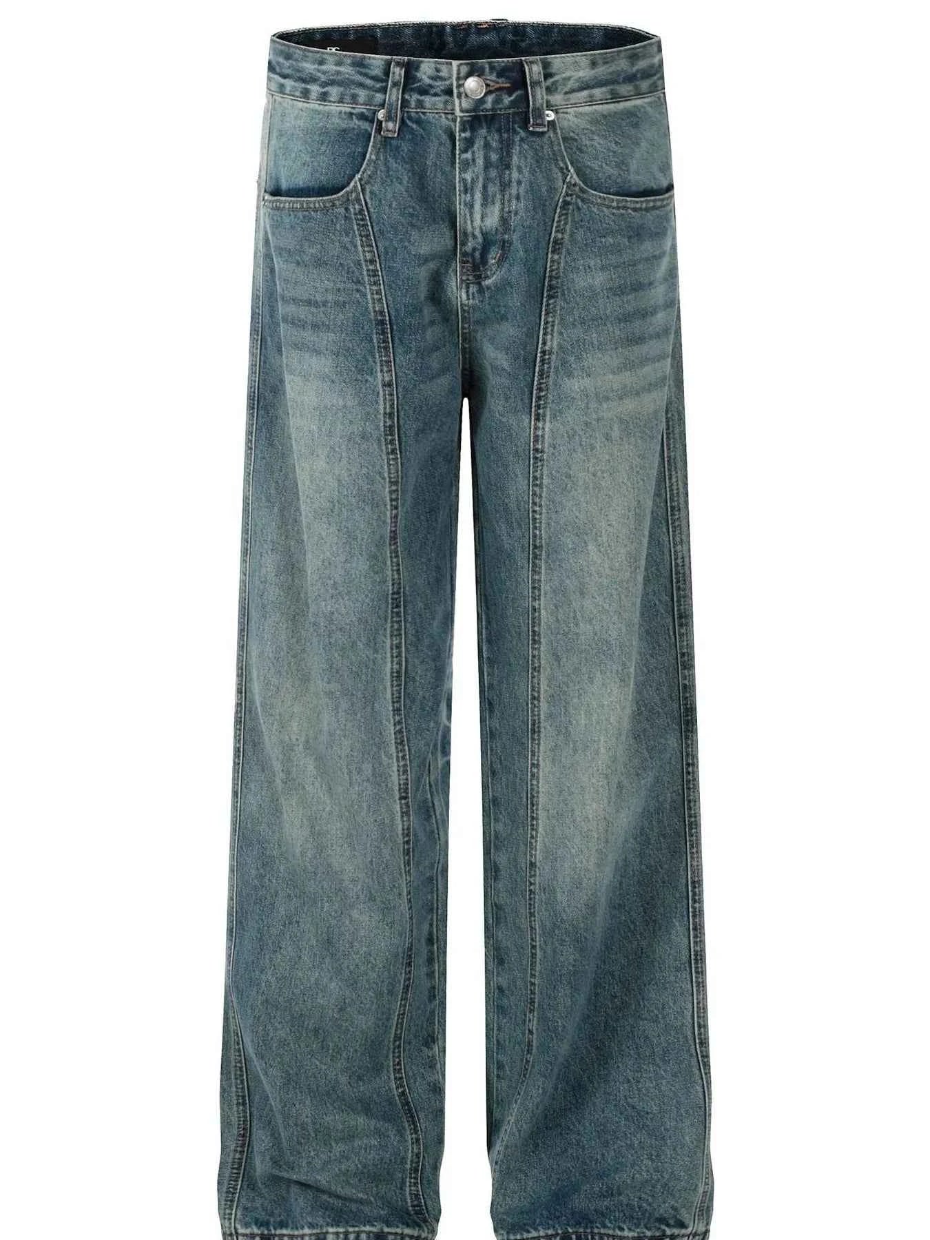 Men's Vintage Wash Wide Leg Denim Jeans