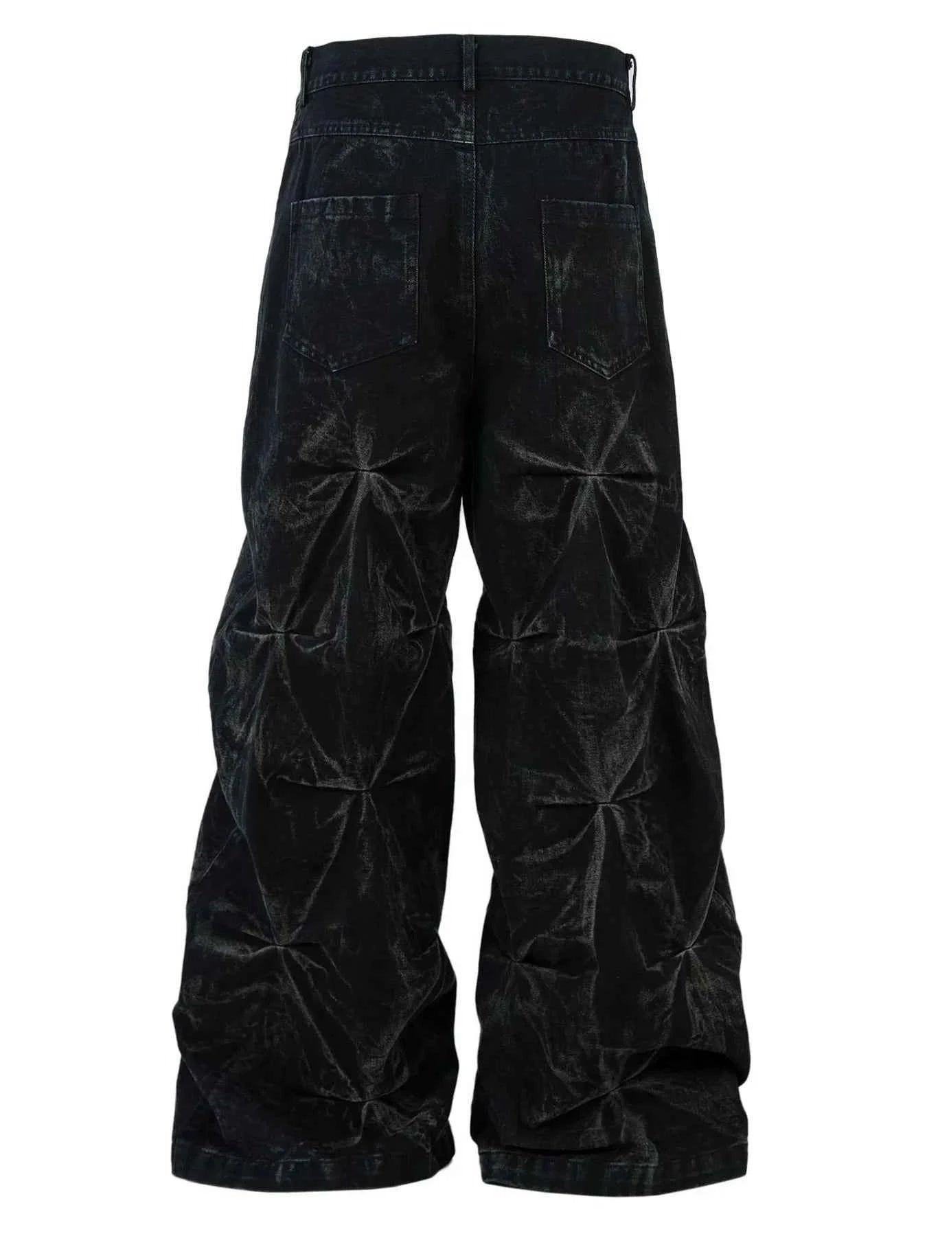 Men's Wide Leg Jeans with Ruched Detail